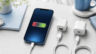 iPhoneの充電が遅い時に確認する充電器とバッテリー設定のイメージ